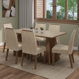 Juego de Comedor Mesada de Madera 6 Sillas Leon Marrón/Crema/Imperial