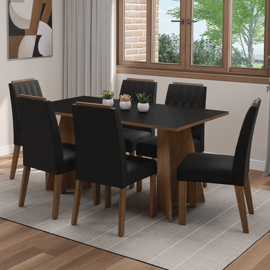 Juego de Comedor 6 Sillas Marrón/Negro/Oxford Leon Madesa