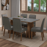 Juego de Comedor Mesada de Madera 6 Sillas Leon Marrón/Gris/Silver