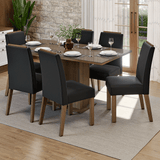 Juego de Comedor Tapa de Vidrio 6 Sillas Marrón/Oxford Dália Madesa