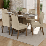 Juego de Comedor Tapa de Vidrio 6 Sillas Marrón/Imperial Dália Madesa