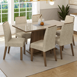 Juego de Comedor Tapa de Vidrio 6 Sillas Marrón/Crema/Imperial Tulipa Madesa