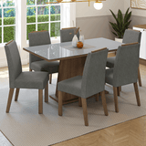 Juego de Comedor Tapa de Vidrio 6 Sillas Marrón/Gris/Silver Tulipa Madesa