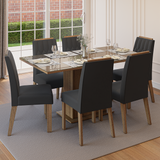 Juego de Comedor Tapa de Vidrio 6 Sillas Marrón/Oxford Azaleia Madesa
