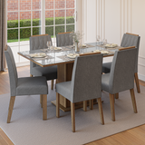 Juego de Comedor Tapa de Vidrio 6 Sillas Marrón/Gris/Silver Azaleia Madesa