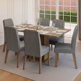Juego de Comedor Tapa de Madera 6 Sillas Marrón/Silver Bosque Madesa