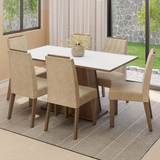 Juego de Comedor Tapa de Madera 6 Sillas Marrón/Blanco/Imperial Cedro Madesa