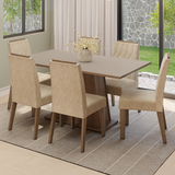 Juego de Comedor Tapa de Madera 6 Sillas Marrón/Crema/Imperial Cedro Madesa