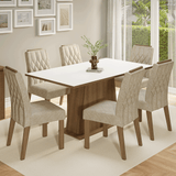 Juego de Comedor Tapa de Madera 6 Sillas Marrón/Blanco/Imperial Hortelã Madesa