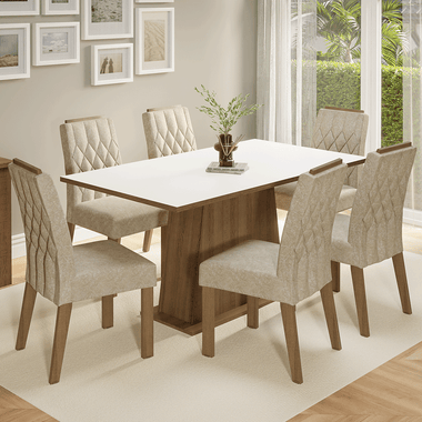 Juego de Comedor 6 Sillas Marrón/Blanco/Imperial Hortelã Madesa