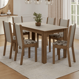 Juego Comedor Lucena Mesa Tapa de Madera 6 Sillas Marrón/Crema/Beige Marrón Madesa