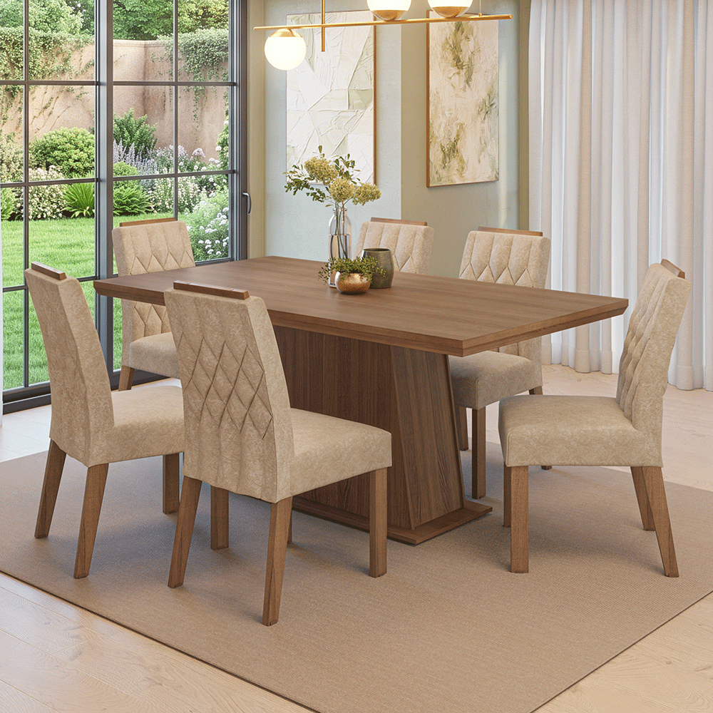 Juego de Comedor con Tapa de Madera 6 Sillas Marrón/Imperial Assis Madesa