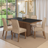 Juego de Comedor con Tapa de Madera 6 Sillas Marrón/Negro/Imperial Assis Madesa