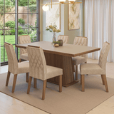 Juego de Comedor con Tapa de Madera 6 Sillas Marrón/Crema/Imperial Assis Madesa