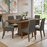 Juego de Comedor con Tapa de Madera 6 Sillas Marrón/Silver Grasse Madesa