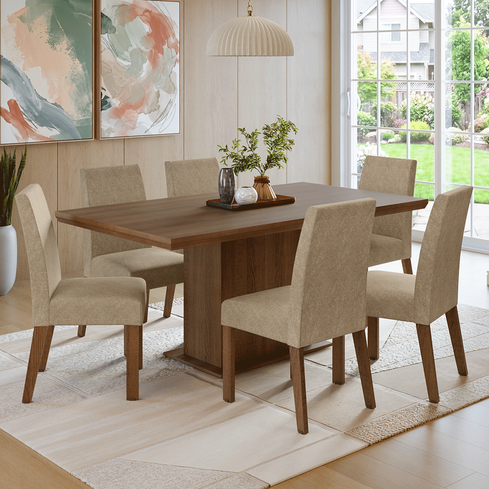 Juego de Comedor con Tapa de Madera 6 Sillas Marrón/Imperial Grasse Madesa