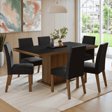 Juego de Comedor con Tapa de Madera 6 Sillas Marrón/Negro/Oxford Grasse Madesa