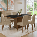 Juego de Comedor con Tapa de Madera 6 Sillas Marrón/Negro/Imperial Grasse Madesa