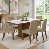 Juego de Comedor con Tapa de Madera 6 Sillas Marrón/Blanco/Imperial Grasse Madesa