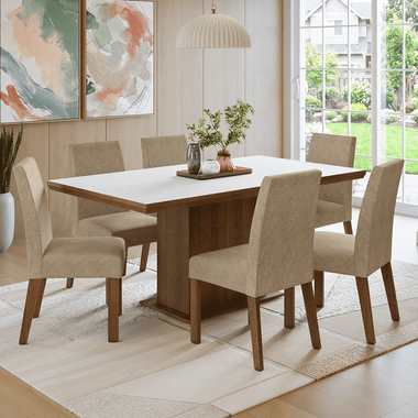 Juego de Comedor 6 Sillas Marrón/Blanco/Imperial Grasse Madesa