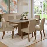 Juego de Comedor con Tapa de Madera 6 Sillas Marrón/Crema/Imperial Grasse Madesa