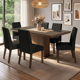 Juego de Comedor Tapa con Vidrio 6 Sillas Marrón/Oxford Dinan Madesa