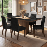 Juego de Comedor Tapa con Vidrio 6 Sillas Marrón/Negro/Oxford Dinan Madesa