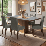 Juego de Comedor Tapa con Vidrio 6 Sillas Marrón/Gris/Silver Dinan Madesa
