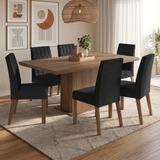 Juego de Comedor con Tapa de Madera 6 Sillas Marrón/Oxford Luso Madesa