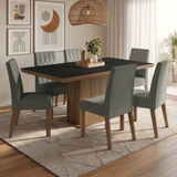 Juego de Comedor con Tapa de Madera 6 Sillas Marrón/Negro/Silver Luso Madesa