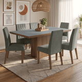 Juego de Comedor con Tapa de Madera 6 Sillas Marrón/Gris/Silver Luso Madesa