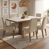 Juego de Comedor con Tapa de Madera 6 Sillas Marrón/Blanco/Imperial Luso Madesa