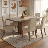 Juego de Comedor con Tapa de Madera 6 Sillas Marrón/Crema/Imperial Luso Madesa