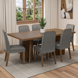 Juego de Comedor con Tapa de Madera 6 Sillas Marrón/Silver Sarlat Madesa