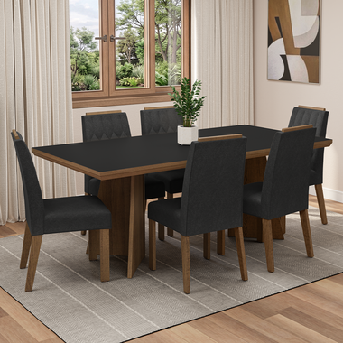 Juego de Comedor 6 Sillas Marrón/Negro/Oxford Sarlat Madesa