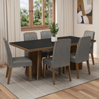 Juego de Comedor 6 Sillas Marrón/Negro/Silver Sarlat Madesa
