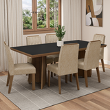 Juego de Comedor con Tapa de Madera 6 Sillas Marrón/Negro/Imperial Sarlat Madesa