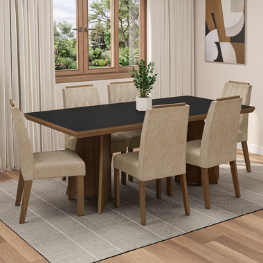 Juego de Comedor 6 Sillas Marrón/Negro/Imperial Sarlat Madesa