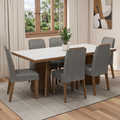 Juego de Comedor 6 Sillas Marrón/Blanco/Silver Sarlat Madesa