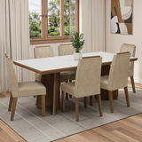 Juego de Comedor con Tapa de Madera 6 Sillas Marrón/Blanco/Imperial Sarlat Madesa