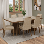 Juego de Comedor 6 Sillas Marrón/Crema/Imperial Sarlat Madesa
