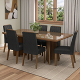 Juego de Comedor Tapa con Vidrio 6 Sillas Marrón/Oxford Pienza Madesa