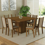 Juego de Comedor Mesa Tapa de Madera 8 Sillas Marrón/Crema/Beige Marisa Madesa