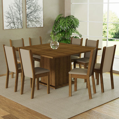 Juego de Comedor 8 Sillas Marrón/Crema/Beige Marisa Madesa