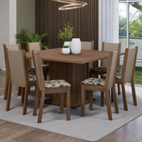 Juego de Comedor Mesa Tapa de Madera 8 Sillas Marrón/Crema/Beige Marrón Marisa Madesa