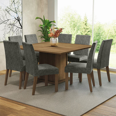Juego de Comedor 8 Sillas Marrón/Silver Doris Madesa