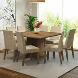 Juego de Comedor Mesada de Madera 8 Sillas Doris Marrón/Imperial