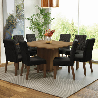 Juego de Comedor 8 Sillas Marrón/Oxford Leila Madesa