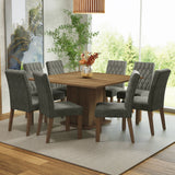 Juego de Comedor con Mesa de Madera y 8 Sillas Marrón/Silver Leila Madesa