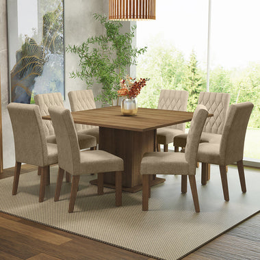 Juego de Comedor 8 Sillas Marrón/Imperial Leila Madesa